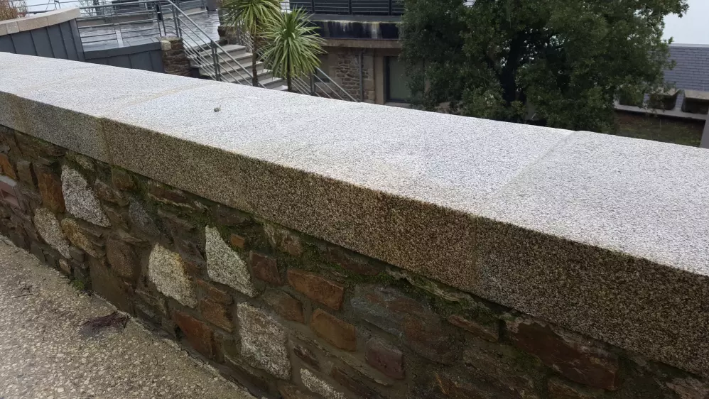 Couronnement bombé en granit gris roux